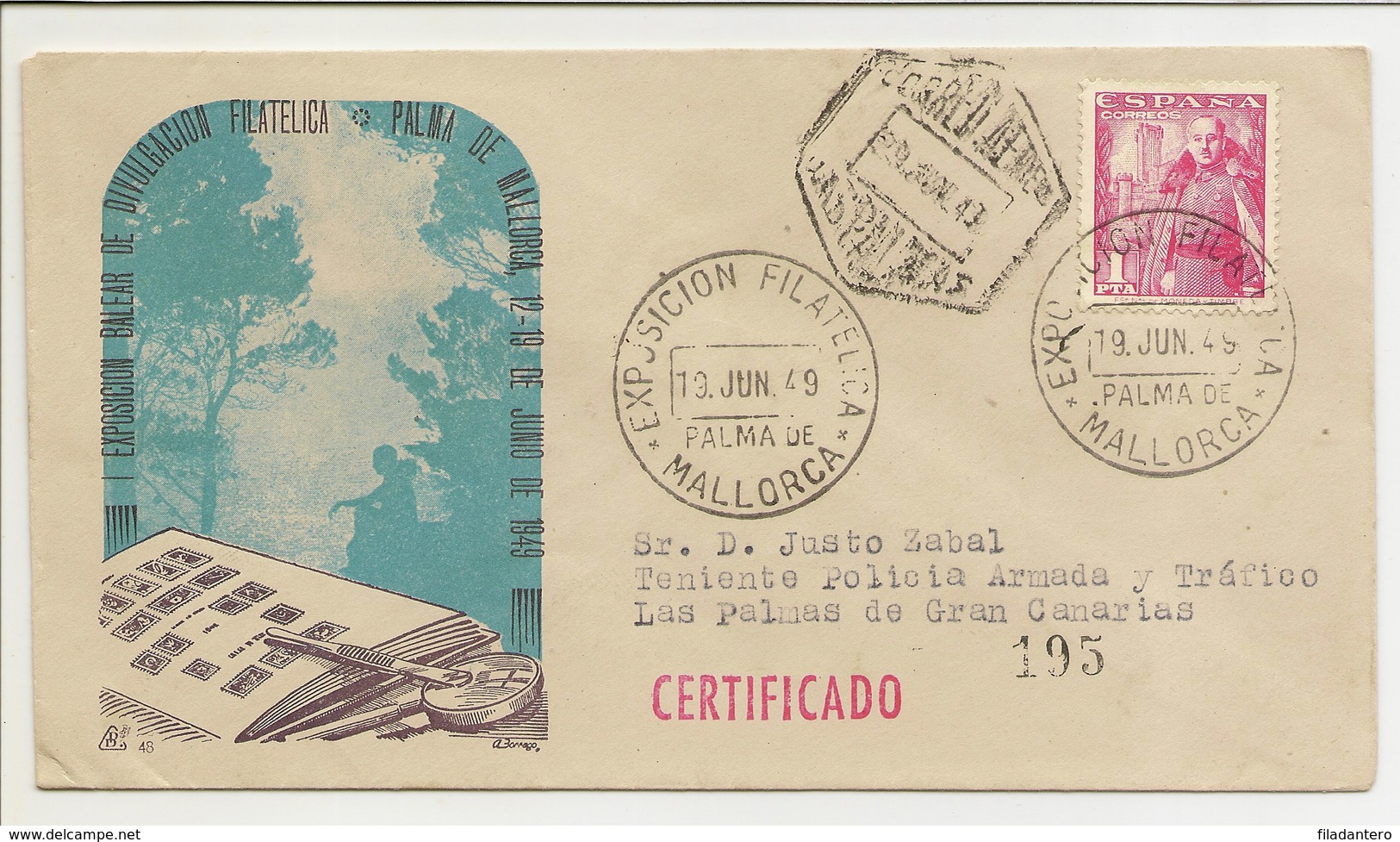 Historia Postal España  Carta  Palma - Las Palmas  1949   NL1311 - Cartas & Documentos