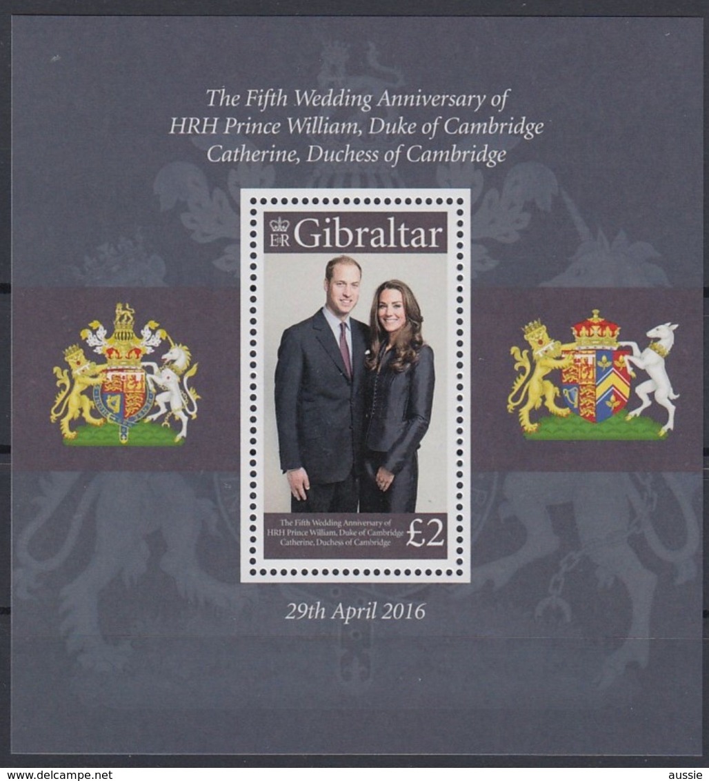 Gibraltar 2016 Micheln° Bloc 125 *** MNH Prince William Et Catherine - Gibraltar