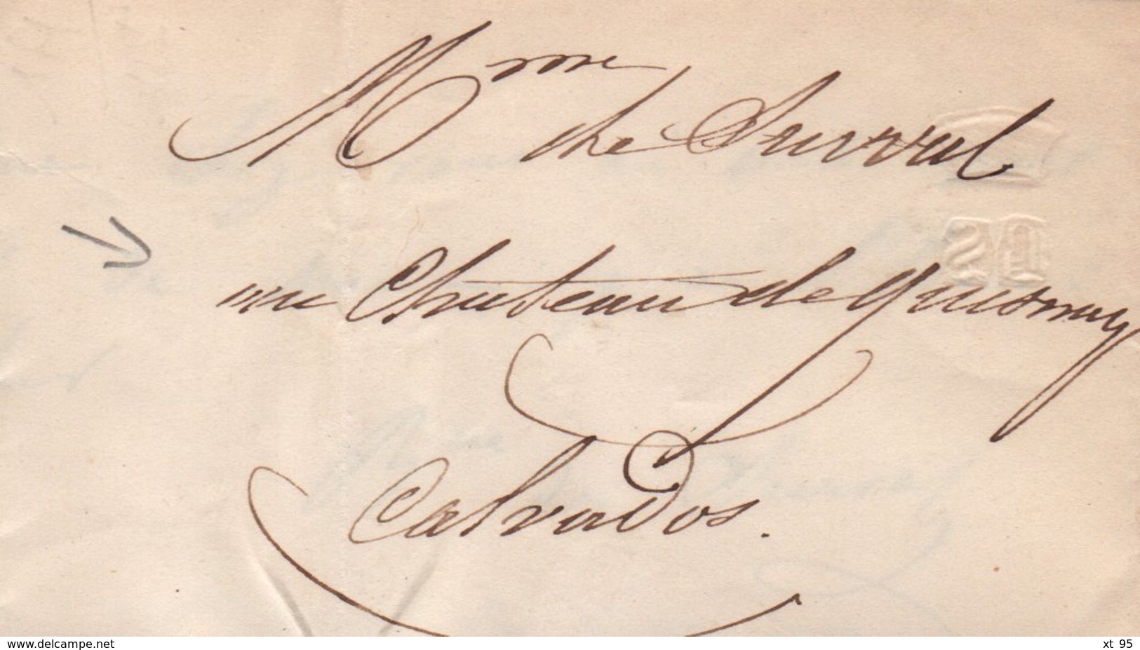 Langannerie - 13 - Calvados - 1841 - Courrier Du Chateau De Quesnay Signé Par La Baronne De Serval - 1801-1848: Vorläufer XIX