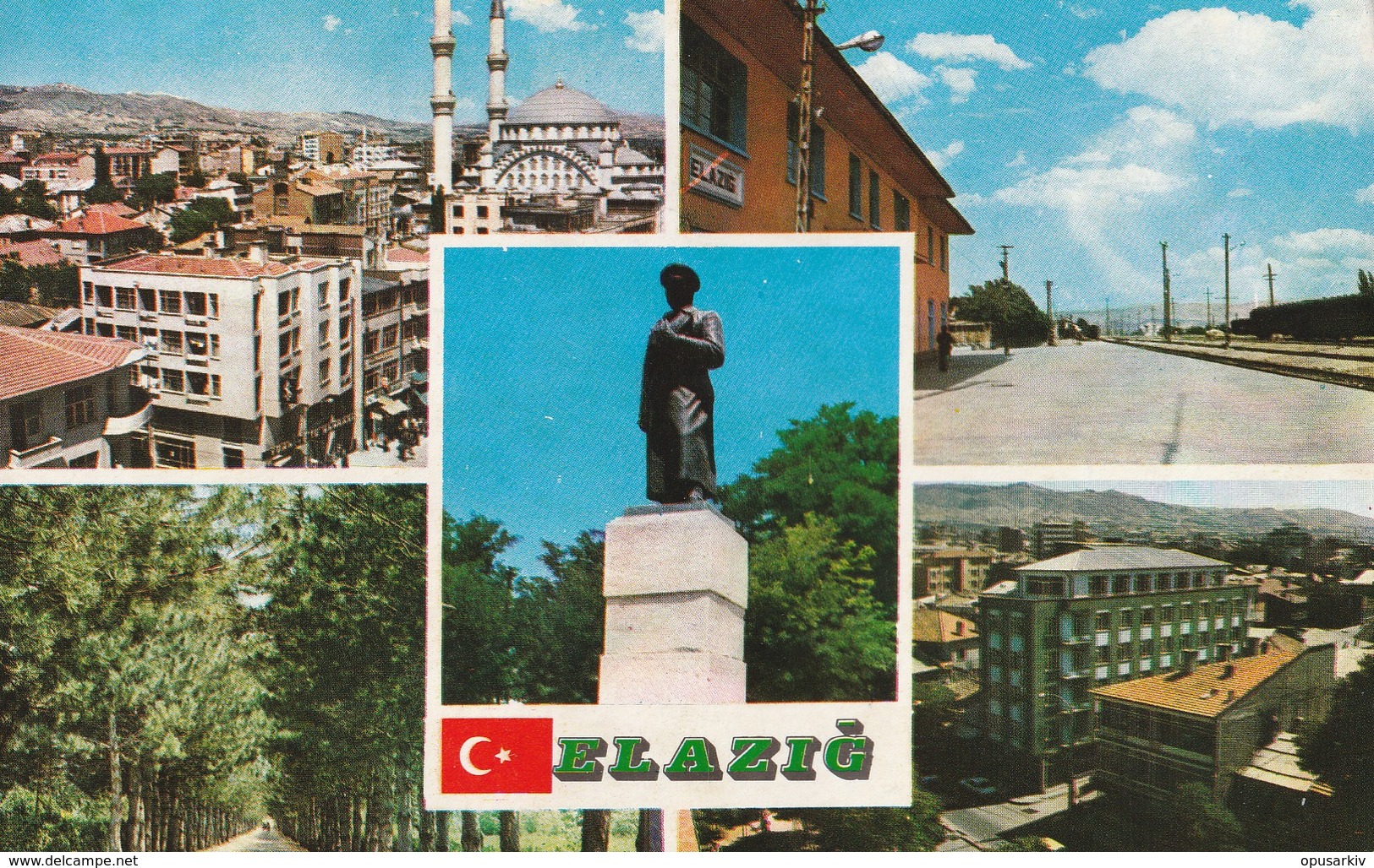 Turkey / Elazığ - Building - Architecture / View - 1970/80 - Postcard:İzzetpaşa Mosque. Railway Station And Other Views. - Turquie