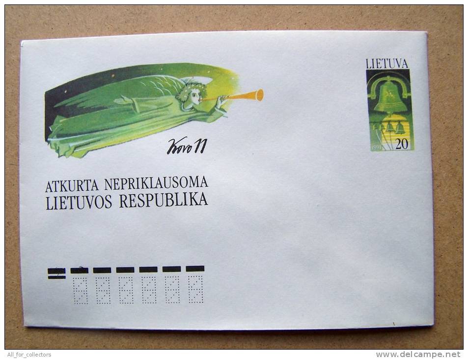 Lithuanian Postal Stationary 1991 Angel Bell Kovo 11 - Lituanie