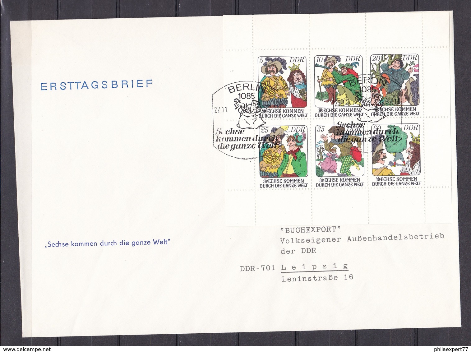 DDR - 1977 - Michel Nr. 2281/86 - Kleinbogen - FDC - 25 Euro - Gebraucht