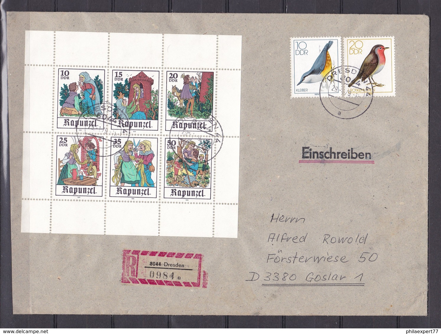 DDR - 1978/79 - Michel Nr. 2382/87+2389/90 - Kleinbogen - Einschreiben - 22 Euro - Gebraucht