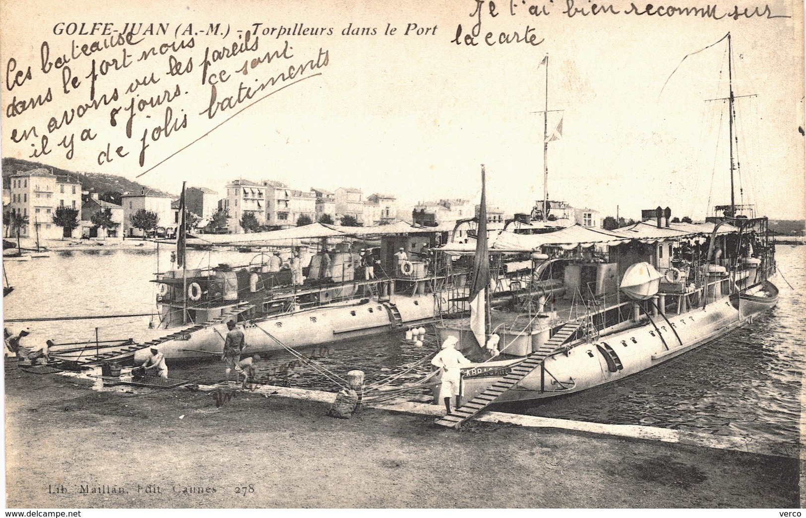 Carte Postale  Ancienne De GOLFE  JUAN (MARINE) - Torpilleurs Dans Le Port - Autres & Non Classés