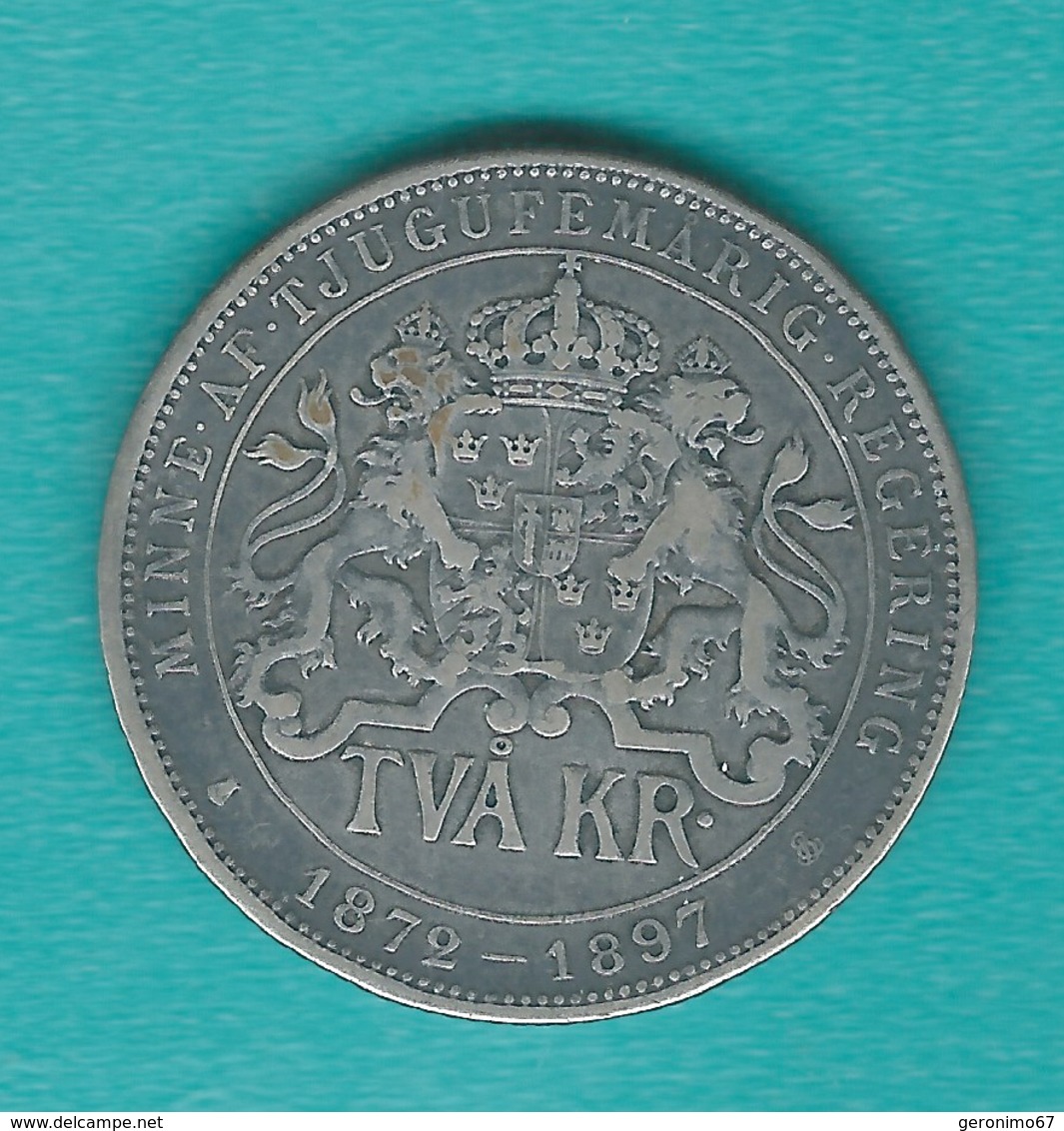 Sweden - Oscar II - Silver Jubilee - 2 Kronor - 1897 (KM762) - Suède