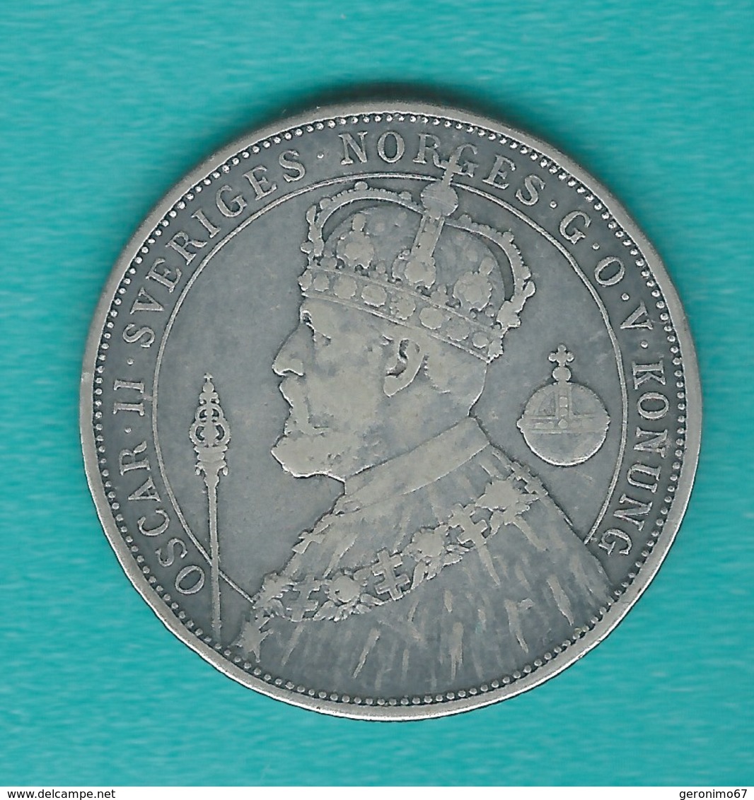 Sweden - Oscar II - Silver Jubilee - 2 Kronor - 1897 (KM762) - Suède