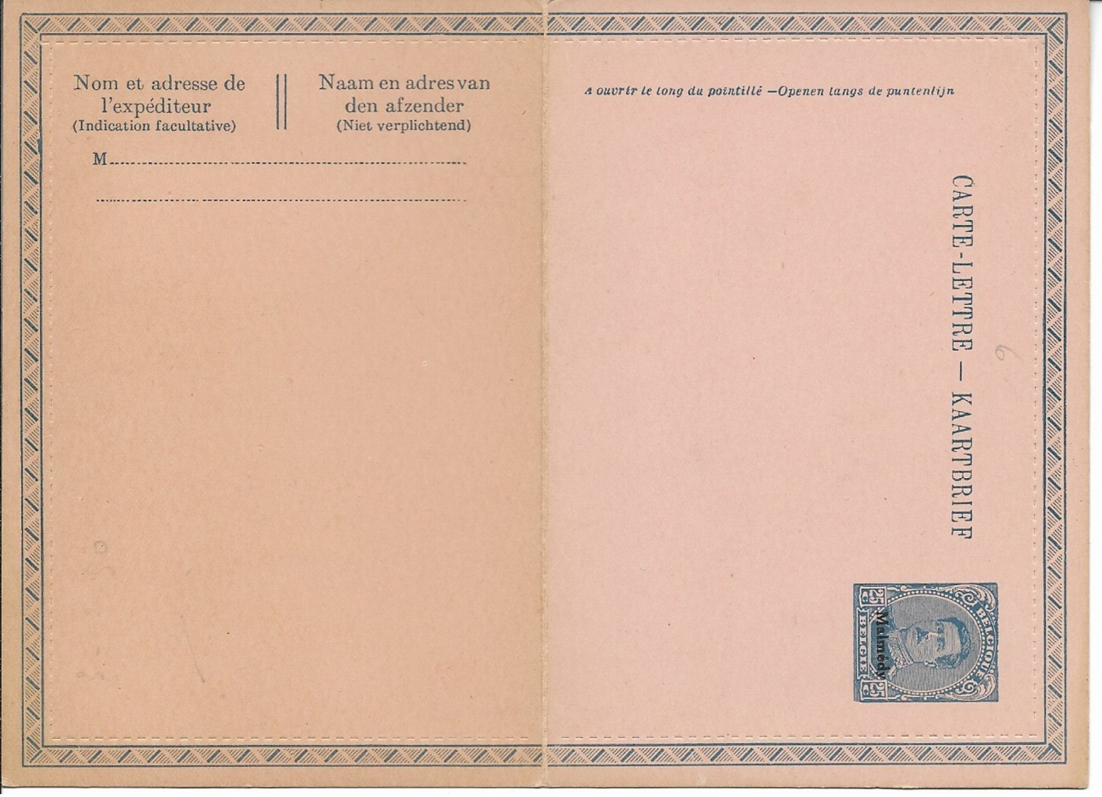 Malmedy Kaartbrief - Postblad 25 C Blauw, Niet Gebruikt - OC55/105 Eupen & Malmédy