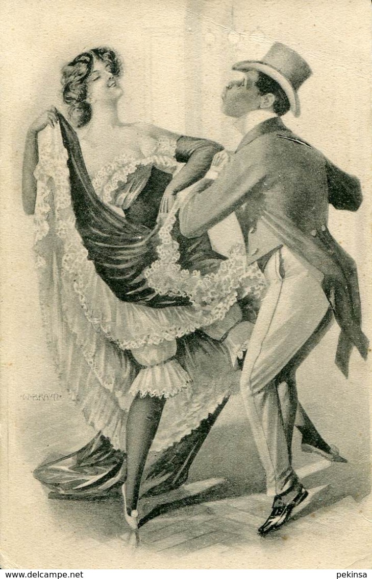 RISQUE LADY DANCES WITH BLACK MAN FINE OLD Postcard - 1900-1949