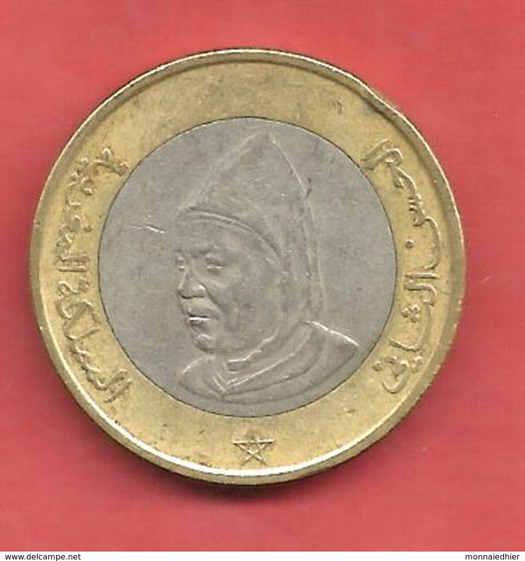 10 Dirhams , MAROC , Couronne: Bronze , Centre: Cupro-Nickel , 1995 , KM # 92 - Maroc