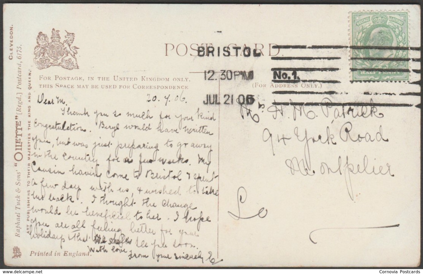 Coleridge's House, Clevedon, Somerset, 1905 - Tuck's Oilette Postcard - Other & Unclassified