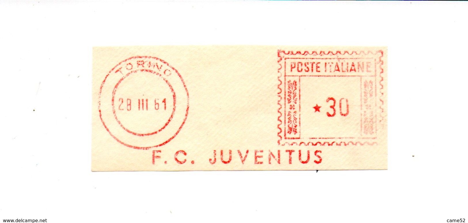 1961 Affrancatura Meccanica Rossa EMA Freistempel Frammento Cut Torino FC Juventus Calcio Soccer Team - Macchine Per Obliterare (EMA)