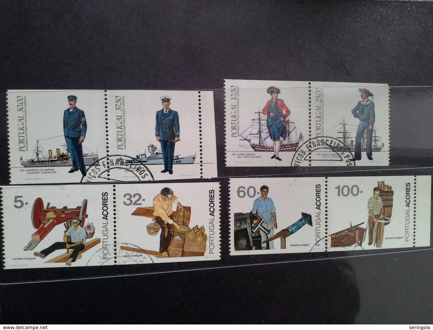 Lot stamps Portugal perfurado vertical
