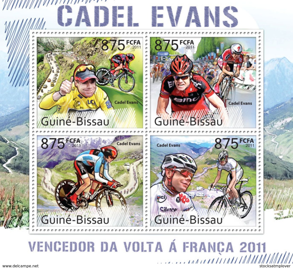 Guinea Bissau 2011 Winner Of Tour De France 2011 - Cadel Evans Bicycle - Guinée-Bissau