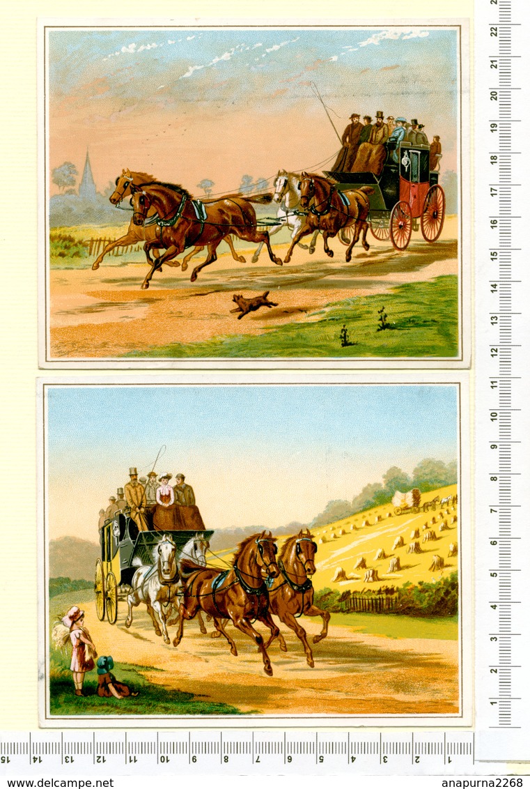 2 CHROMOS LITHOS ANGLAISES.....CARTONNÉE..GRAND FORMAT.....CHEVAUX TIRANT UNE DILIGENCE - Autres & Non Classés