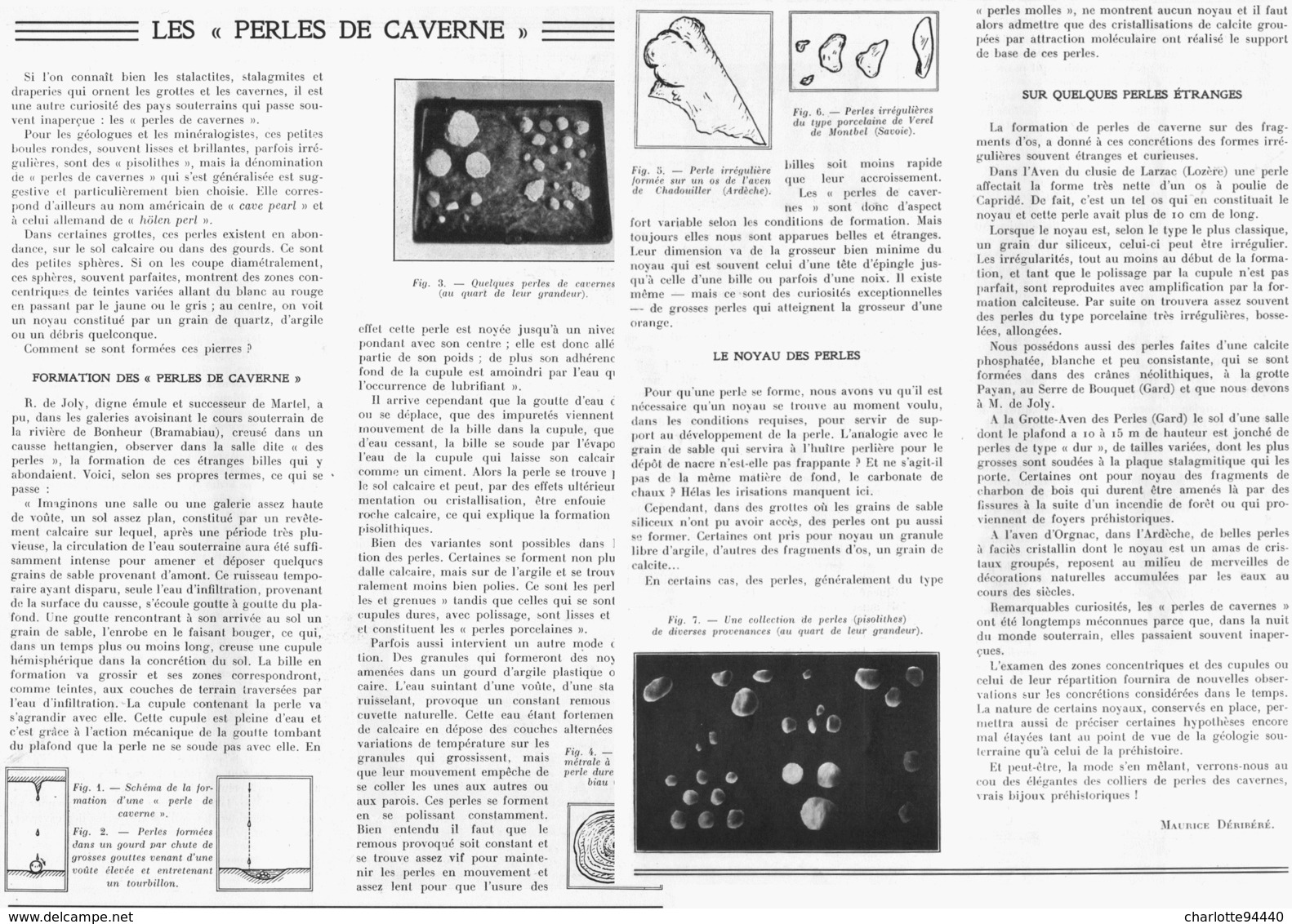 LES PERLES De CAVERNE  1939 - Sonstige & Ohne Zuordnung