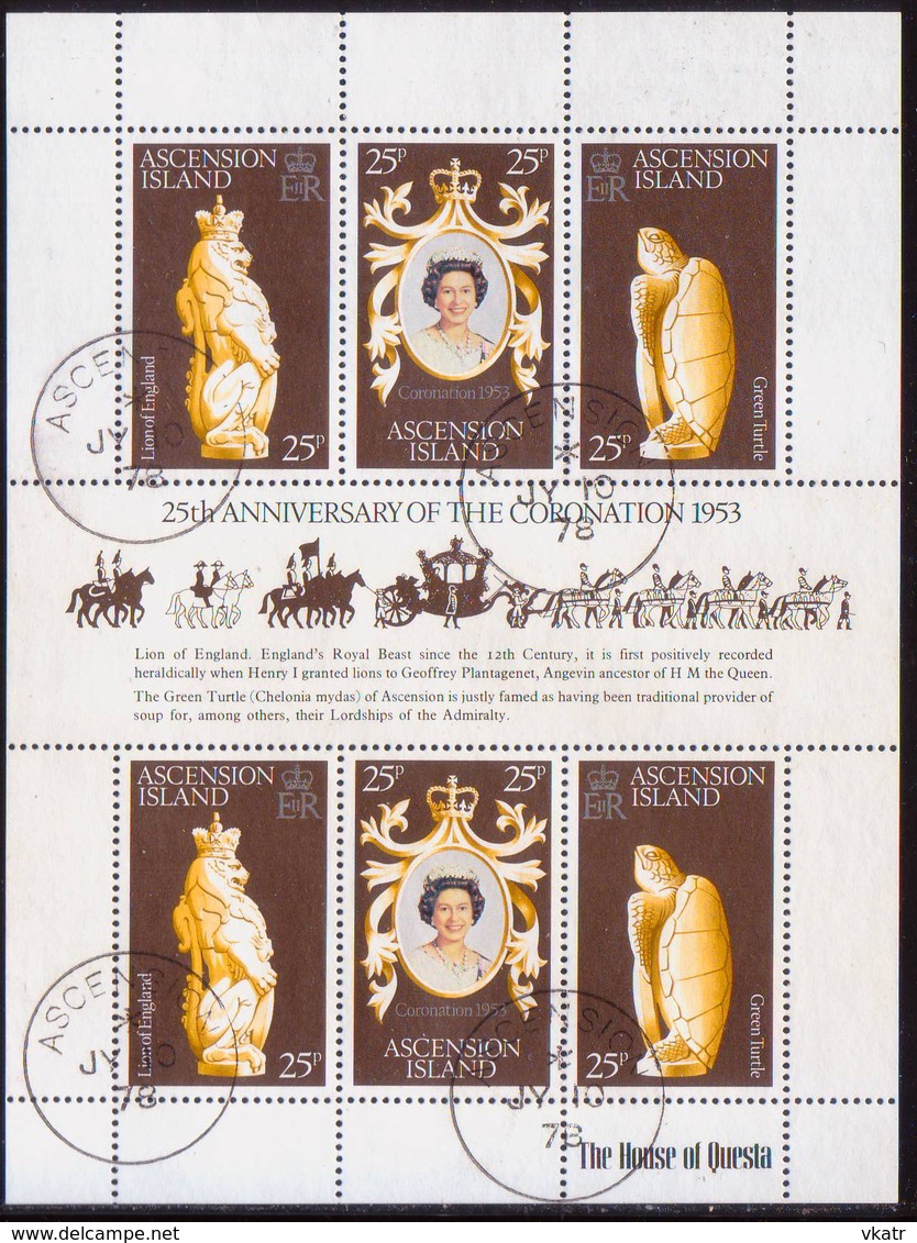 ASCENSION 1978 SG #233a Sheetlet Of 6 Stamps Used 25th Anniv Of Coronation - Ascension