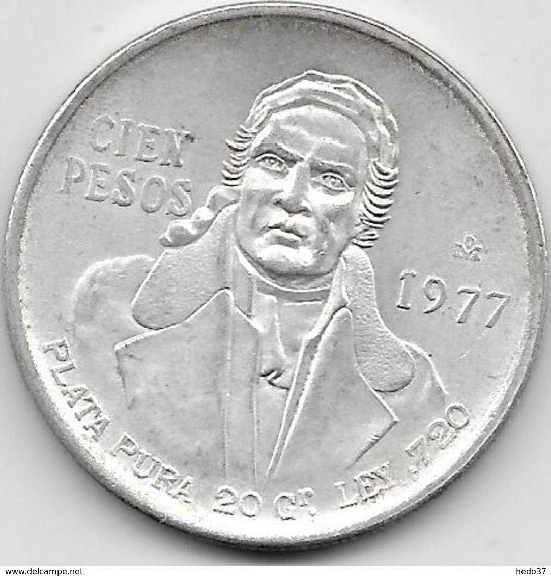 Mexique - 100 Pesos 1977 - Argent - Messico