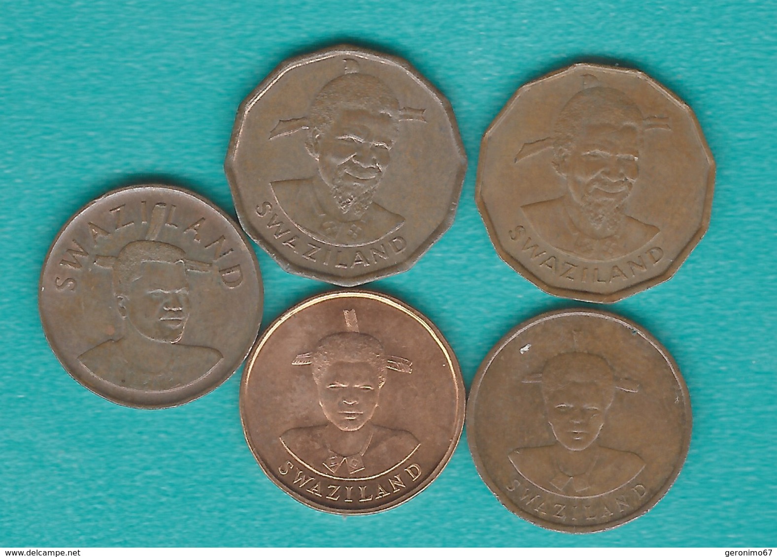 Swaziland - 1 Cent - 1974 (KM7); 1975 (KM21); 1986 (KM39 & KM39a - Magnetic & Non-magnetic); 1995 (KM51 - Magnetic) - Swaziland