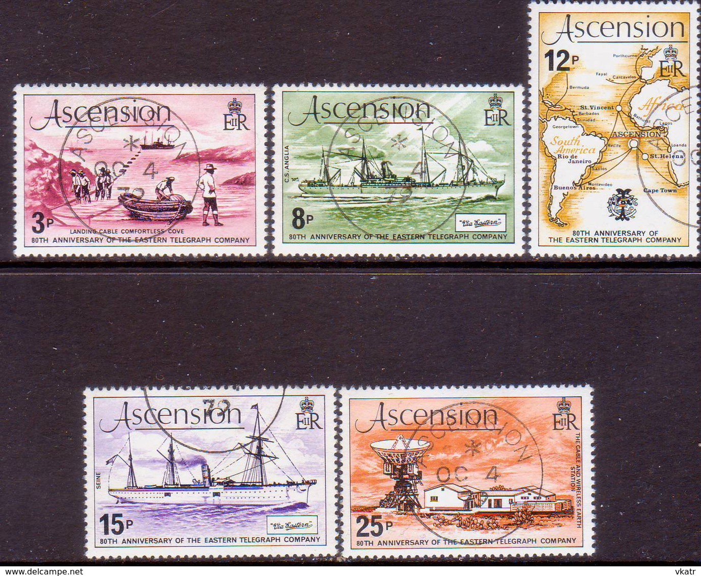 1979 ASCENSION SG #249-53 Compl. Set Used Eastern Telegraph Company - Ascension