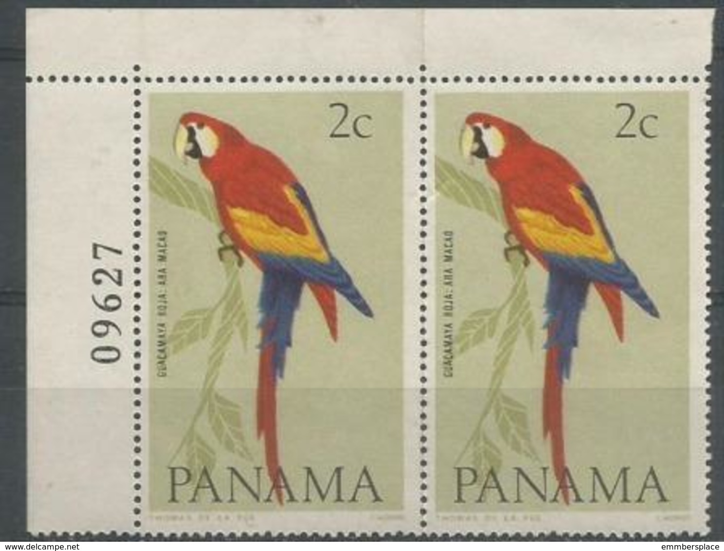 Panama - 1965 Scarlet Macaw Corner Pair MNH **       Sc 462A - Panama