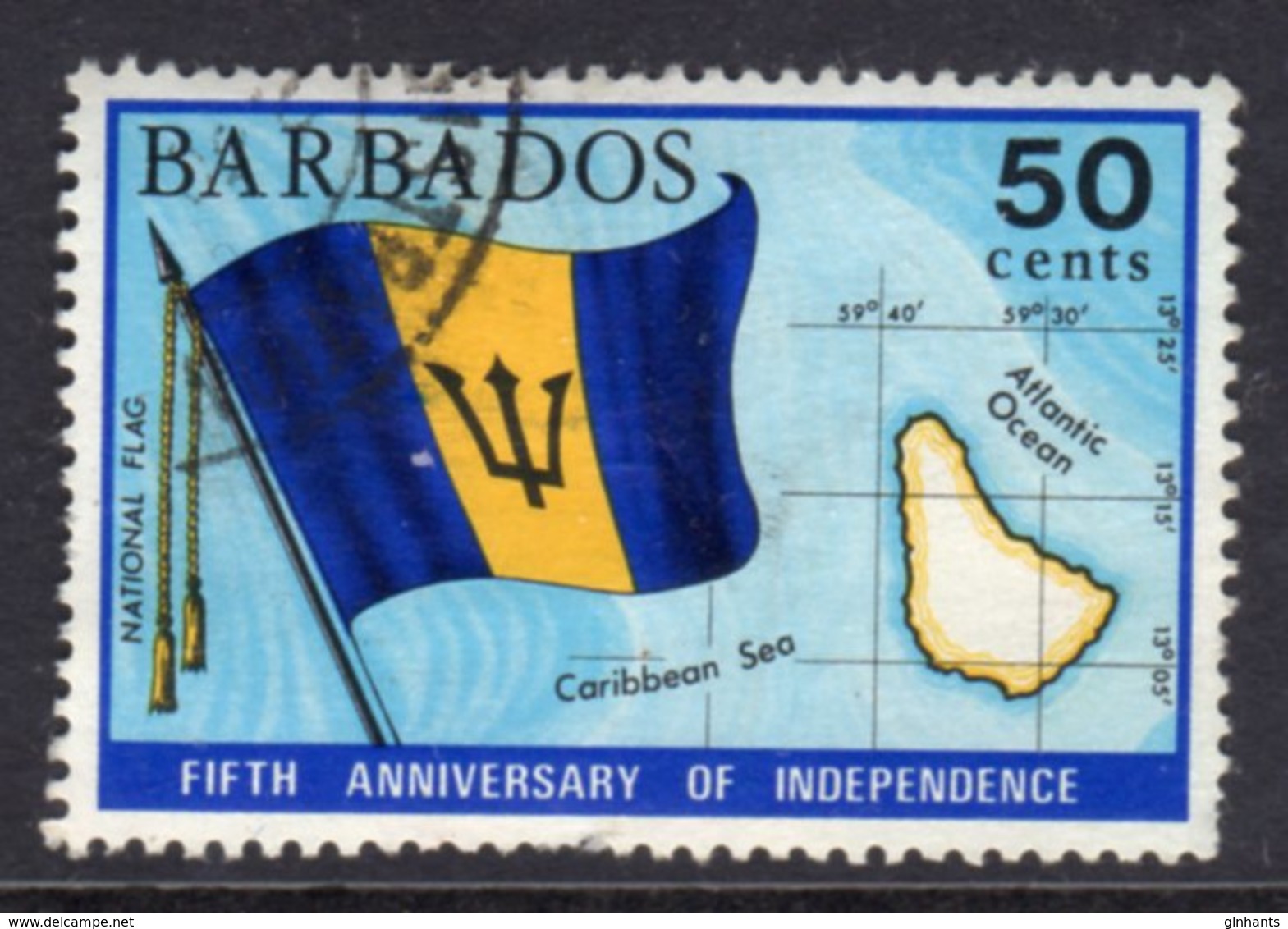 BARBADOS - 1971 50c INDEPENDENCE ANNIVERSARY STAMP GOOD USED SG 439 - Barbados (1966-...)