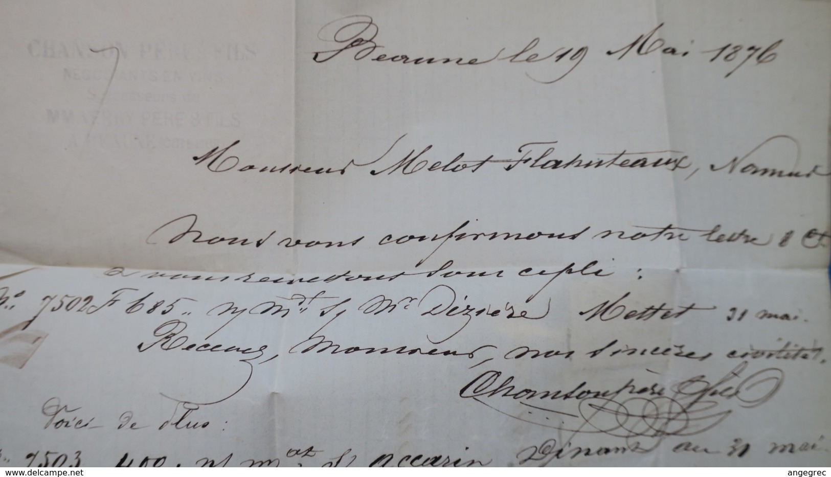 Affranchissement Bicolore Pour Lettre De Beaune Pour La Belgique Ceres N° 53 Et N° 60 Cachet A Date 1876 - 1849-1876: Période Classique