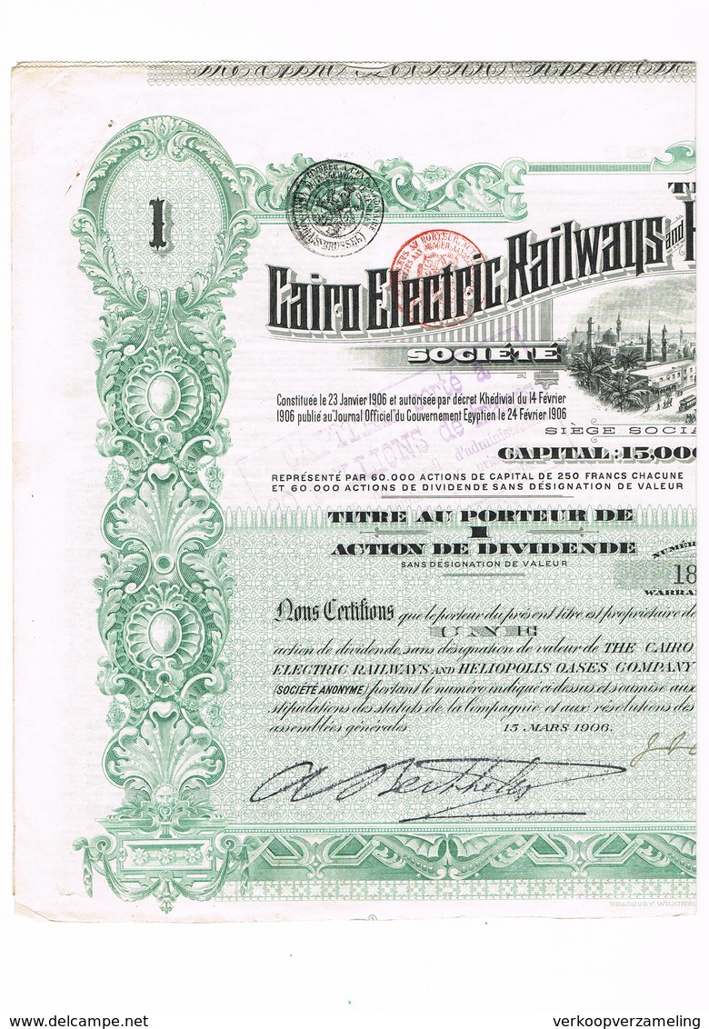 Cairo Electric Railways And Heliopolis Dases Company Manteau - Chemin De Fer & Tramway