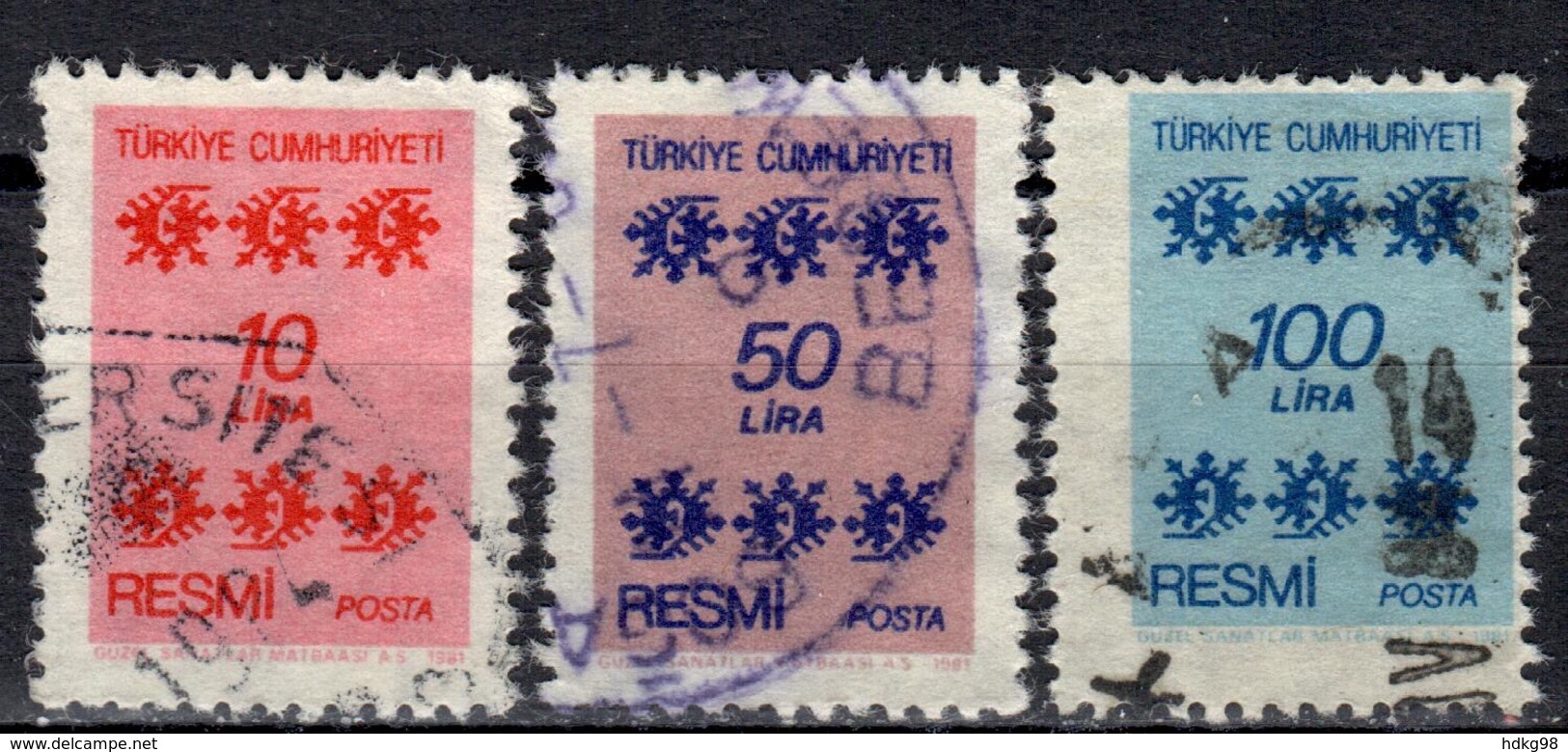 R+ Türkei 1981 Mi 164 166 168 Dienstmarke: Ornamente - Timbres De Service