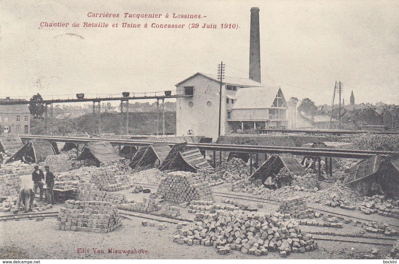 Lessines - Carrières Tacquenier à Lessines - Chantier De Retaille Et Usine à Concasser (29 Juin 1910) - Carte Rare - Lessen