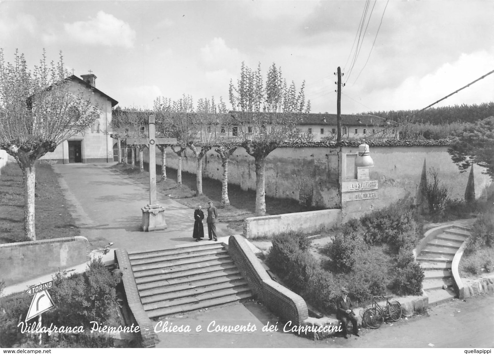 D8998 " TORINO - VILLA FRANCA PIEMONTESE - CHIESE E CONVENTO DEI CAPPUCCINI " CART ORIG. NON  SPED - Kirchen