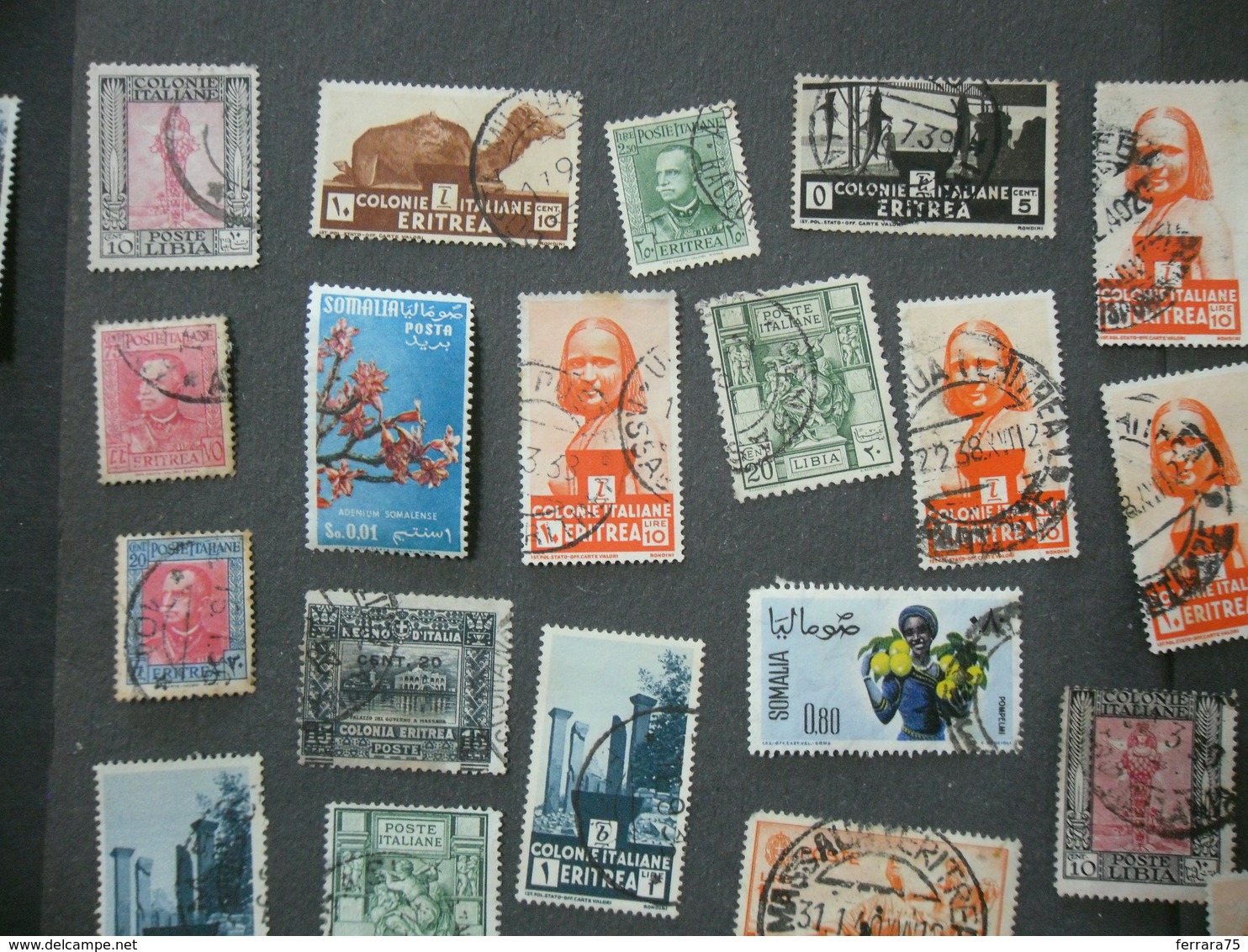 LOTTO DI N.80 FRANCOBOLLI STAMPS REGNO COLONIE ERITREA LIBIA RODI ETIOPIA - Usati