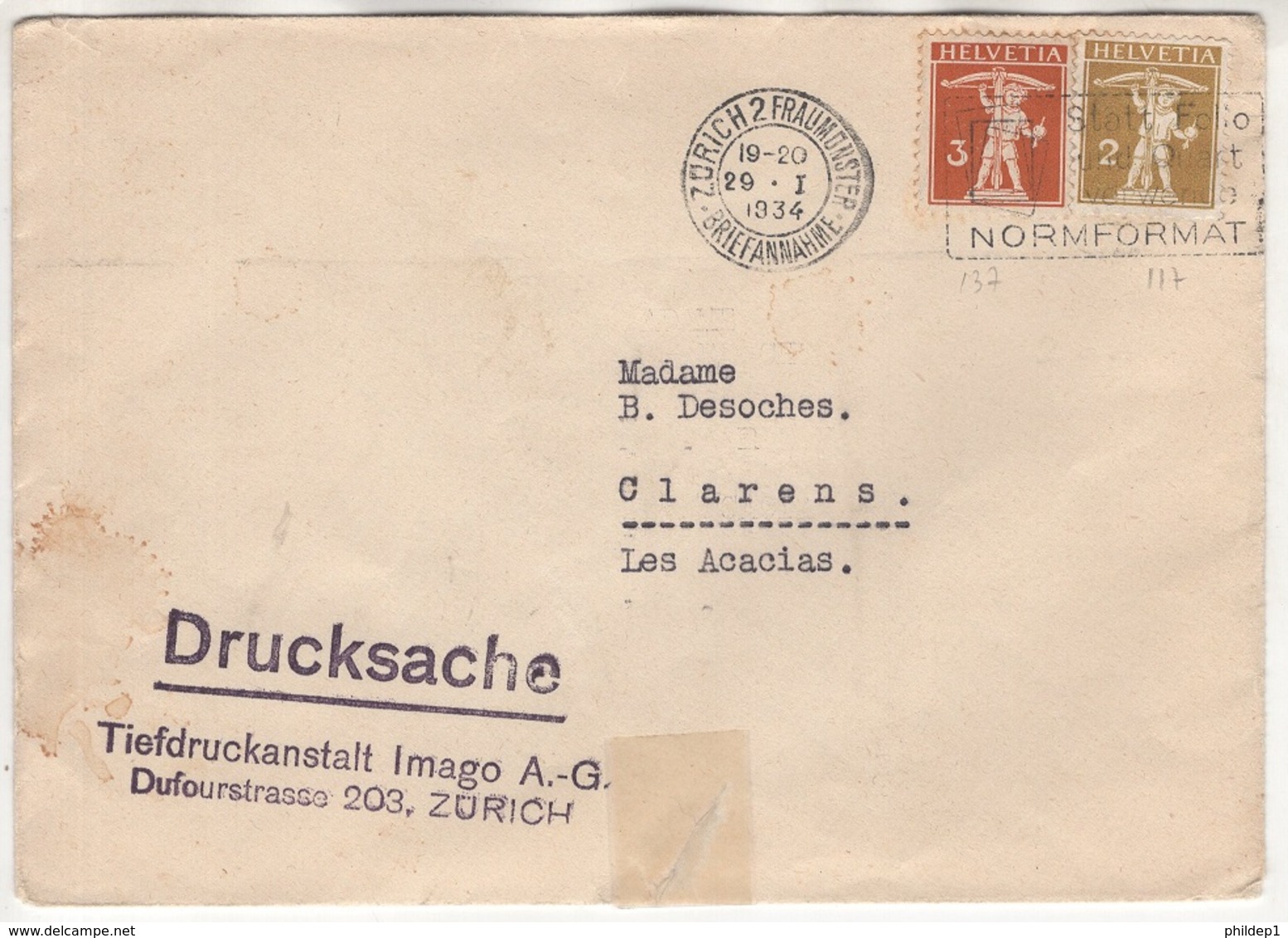 Lettre Envoyée De Zurich Vers ?? Zurich ??? - Lettres & Documents