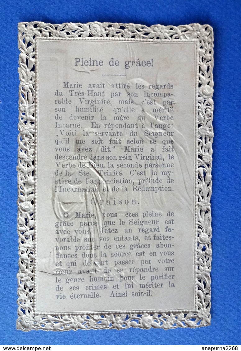 IMAGE PIEUSE  CANIVET ....L'ANNONCIATION...VÊTEMENT DE LA VIERGE EN SOIE BLEUE - Devotieprenten