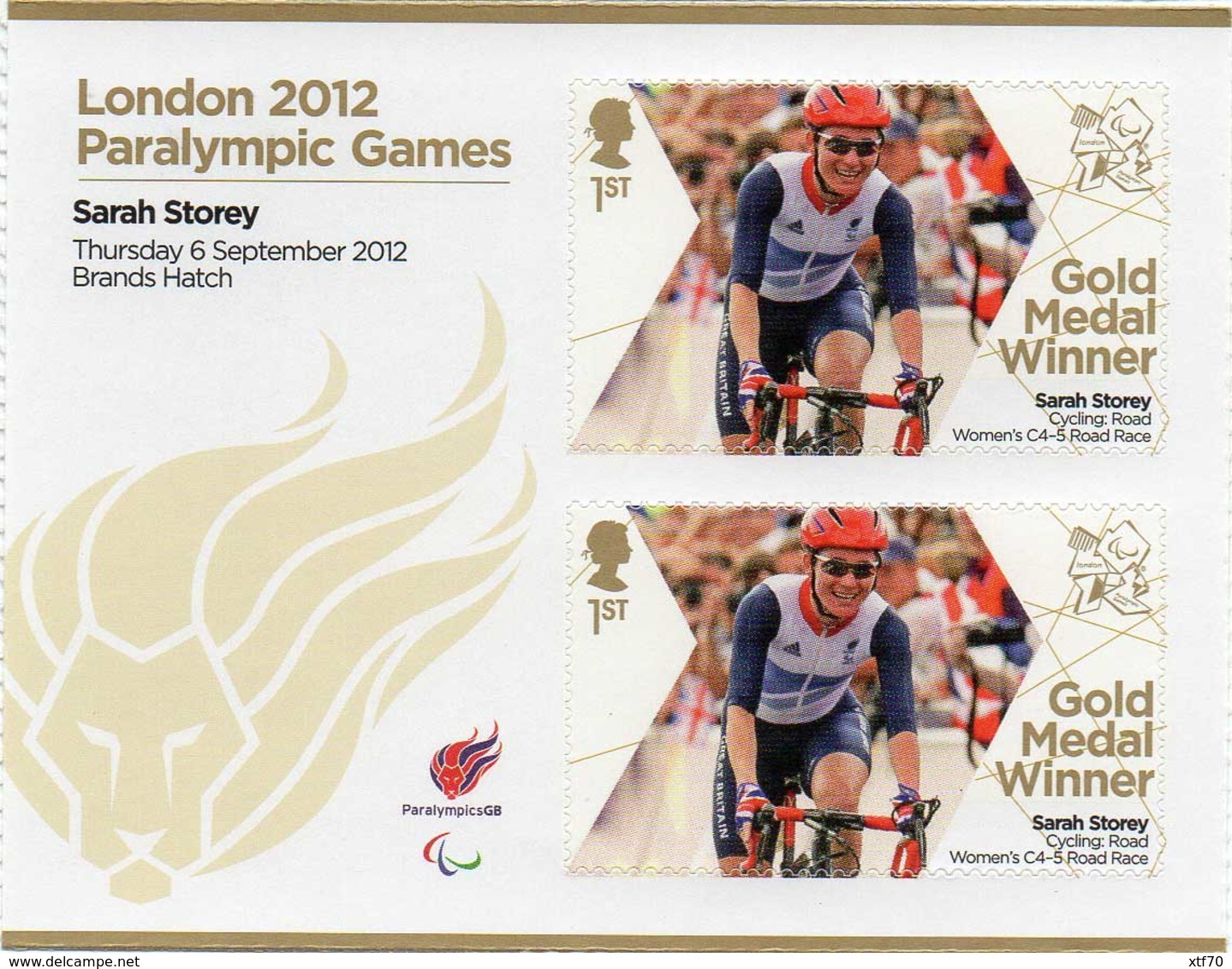 GREAT BRITAIN 2012 Paralympic Games Gold Medal Winners: Sarah Storey - Blocks & Miniature Sheets