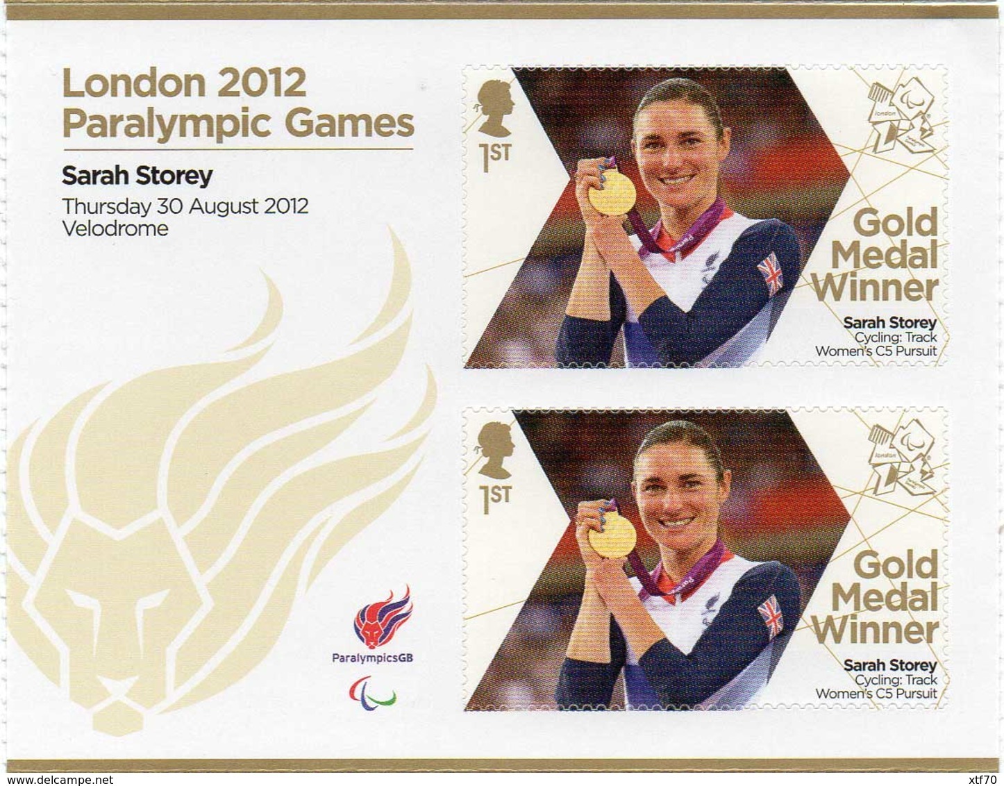 GREAT BRITAIN 2012 Paralympic Games Gold Medal Winners: Sarah Storey - Blocks & Miniature Sheets
