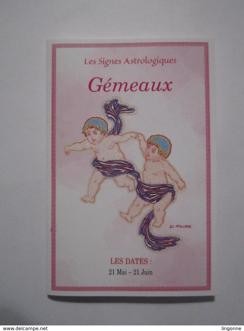 2001 PETIT CALENDRIER EN 2 VOLETS LES SIGNES ASTROLOGIQUES GÉMEAUX PHARMACIE SCHVARTZ LANGRES (52) - Petit Format : 2001-...