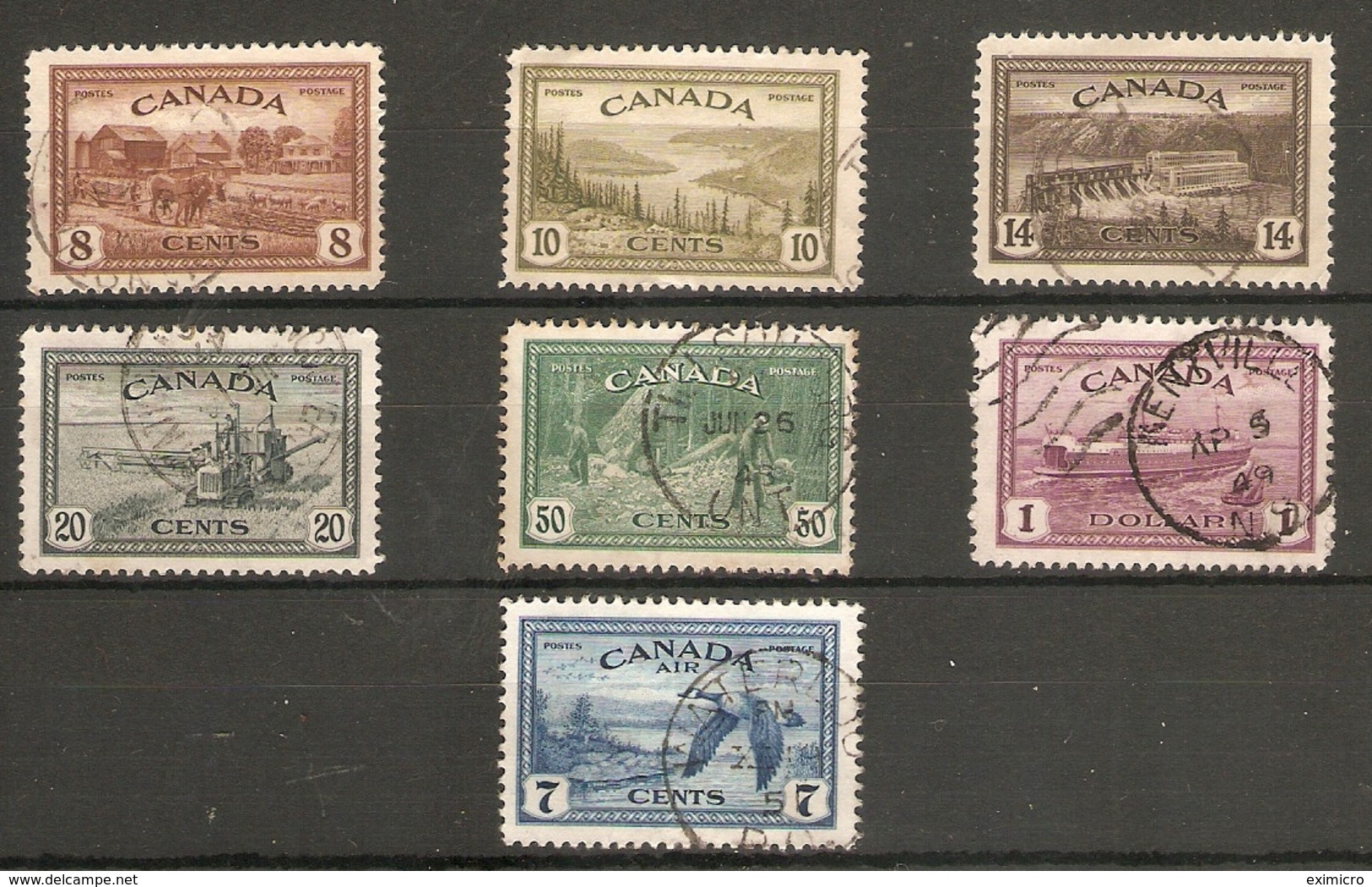 CANADA 1946 - 1947 PEACE SET SG 401/407 FINE USED Cat £18 - Used Stamps