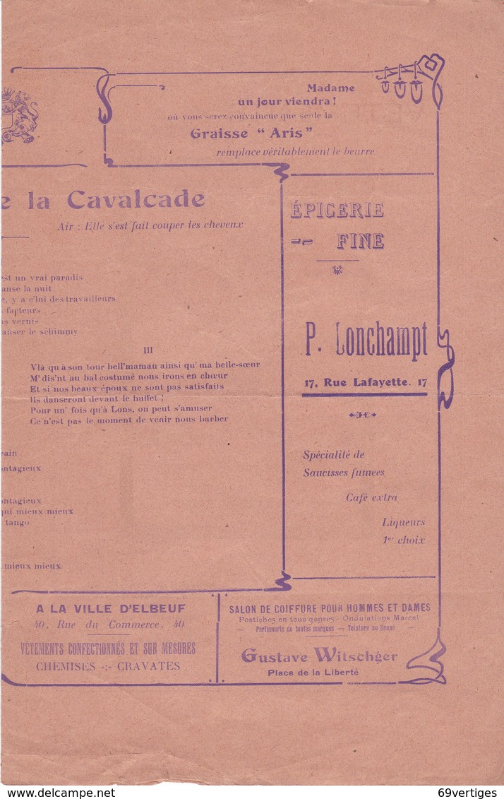 LONS LE SAUNIER, La Chanson De La Cavalcade 1925,Comité Permanent Des Fêtes De Bienfaisance - Autres & Non Classés