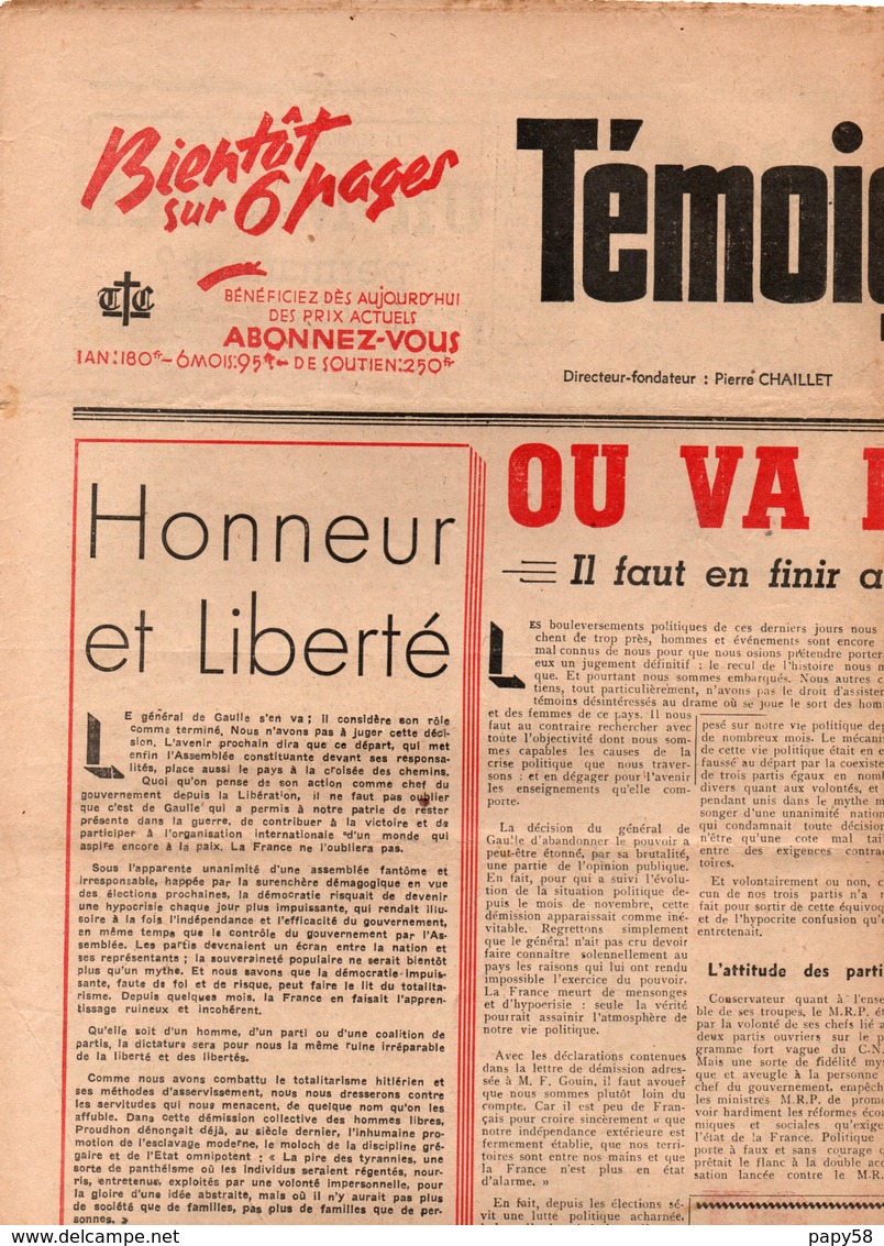 Non Classés Témoignage Chrétien Où Va La France ? AVON Seul College Fermé Par La Gestapo - Non Classés