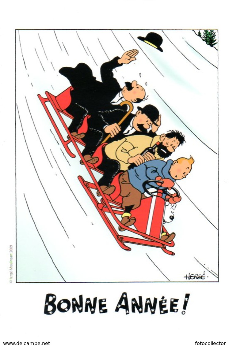 Tintin : Bonne Année 2009 (maxi Carte) Par Hergé - Bandes Dessinées