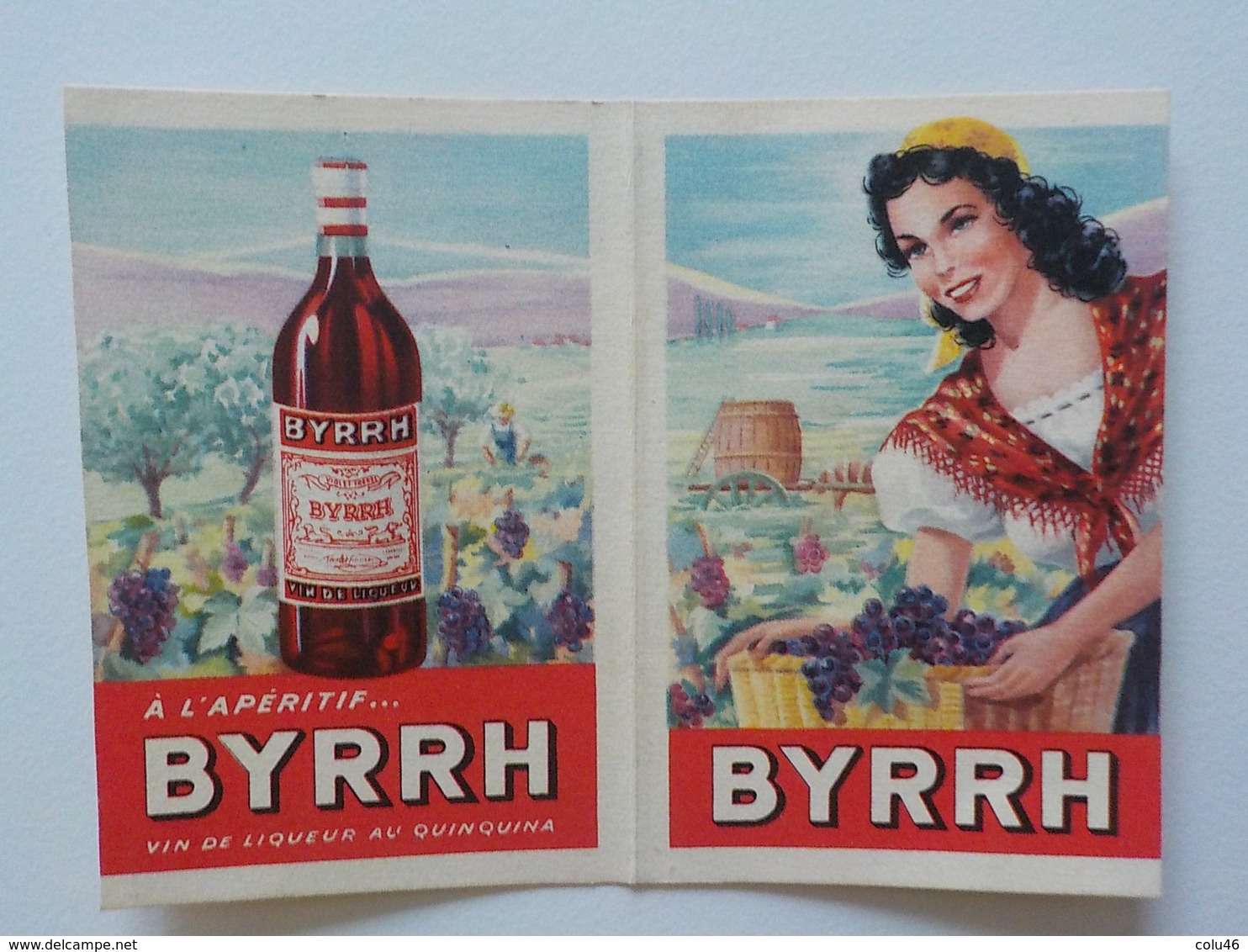 1952 Calendrier Pub Byrrh Vin Au Quiquina Femme Chapeau Jaune Portant Panier Osier Avec Raisins - Klein Formaat: 1941-60