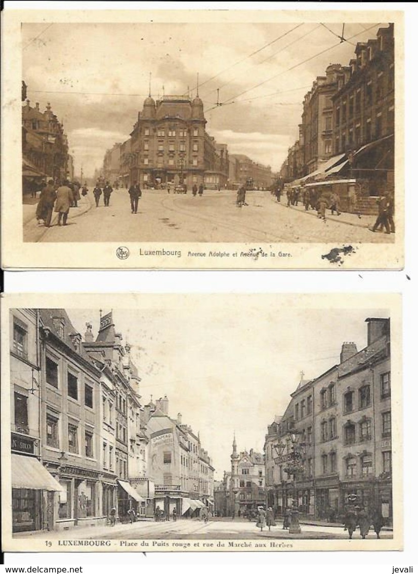 2 X CPA / AK / PK   -  LUXEMBOURG  Avenue Adolphe + Place Du Puits Rouge - Luxembourg - Ville