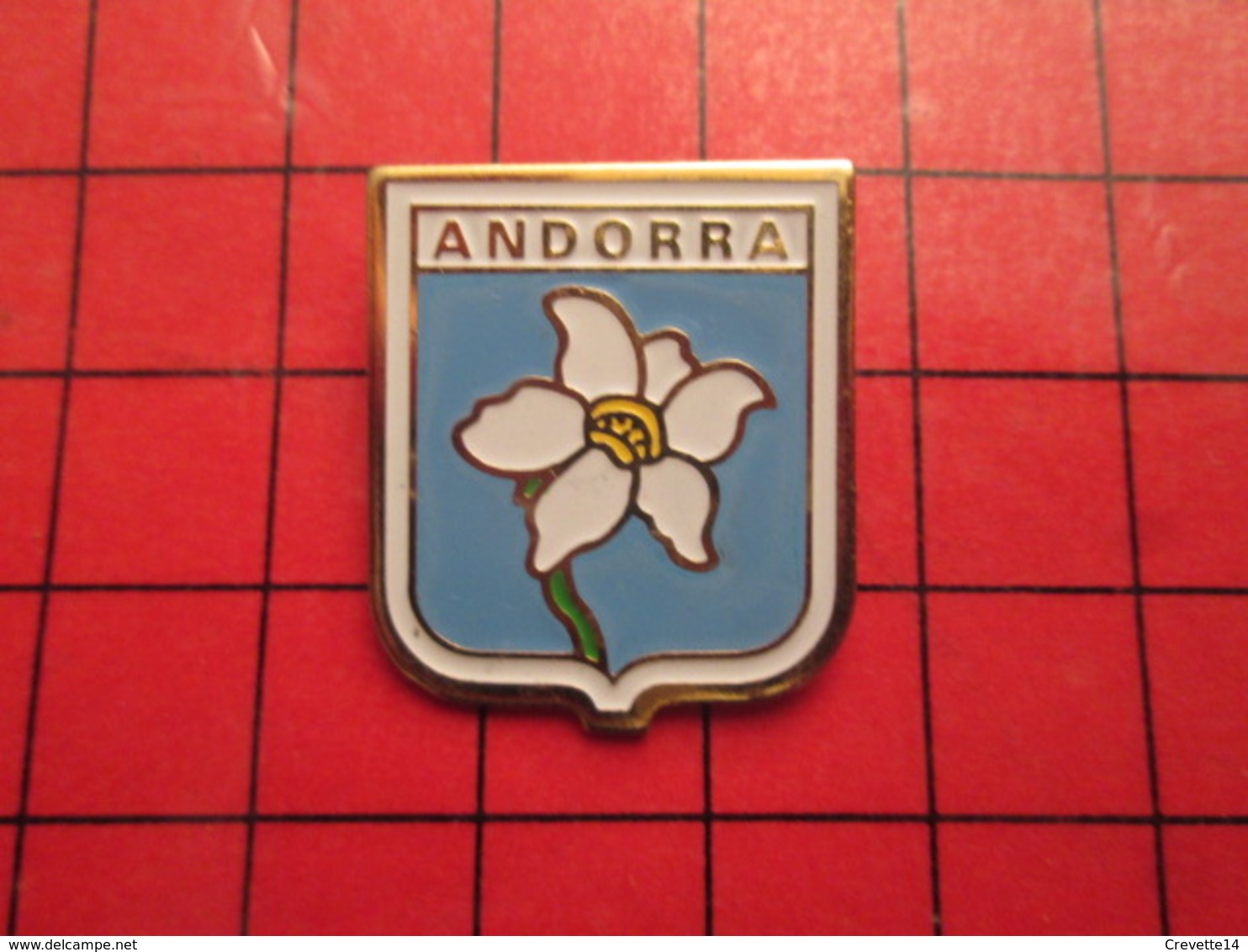 2417 Pin's Pins / Beau Et Rare / THEME VILLES : ANDORRE ANDORRA BLASON ECUSSON ARMOIRIES FLEUR - Cities