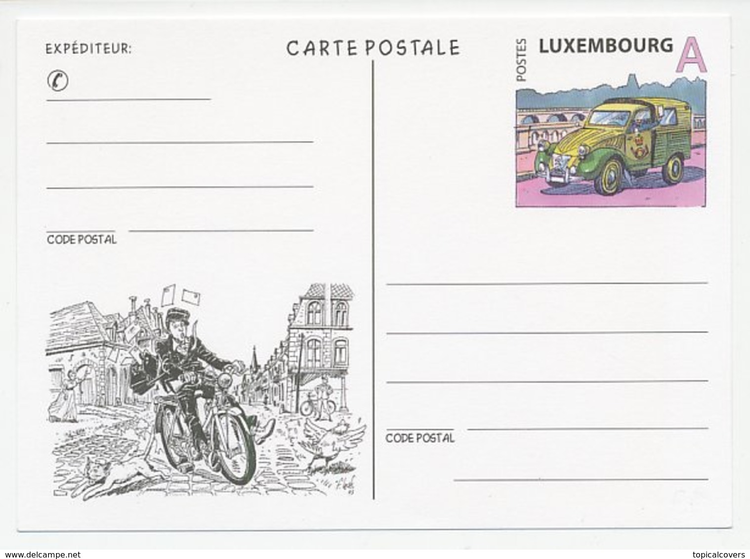 Postal Stationery Luxembourg 2003 Postman - Deux Chevaux - Moped - Cat - Bicycle - Autres & Non Classés