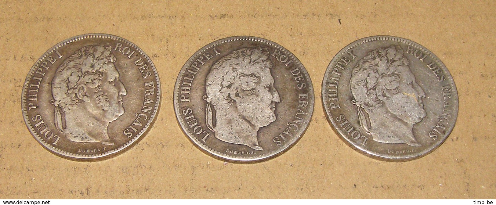 Lot De 3 Pièces De 5 Francs Louis Philippe I - Sonstige & Ohne Zuordnung