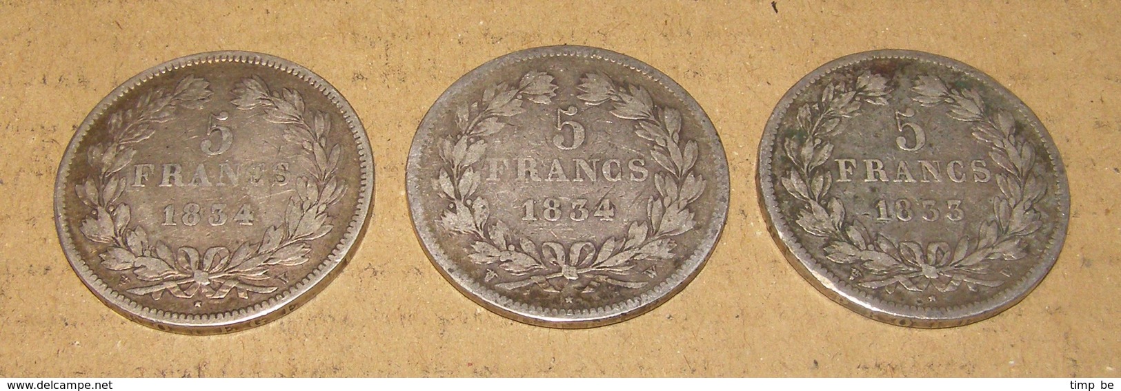 Lot De 3 Pièces De 5 Francs Louis Philippe I - Sonstige & Ohne Zuordnung