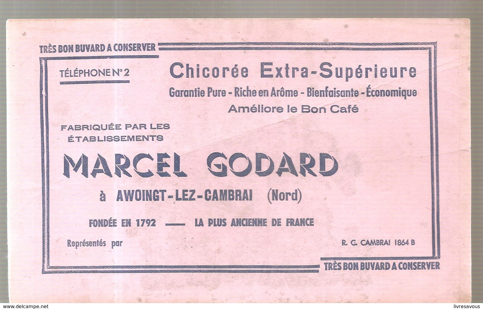 Buvard Chicorée Extra-Supérieure Ets Marcel GODARD à AWOINGT LEZ CAMBRAI (Nord) - Café & Thé