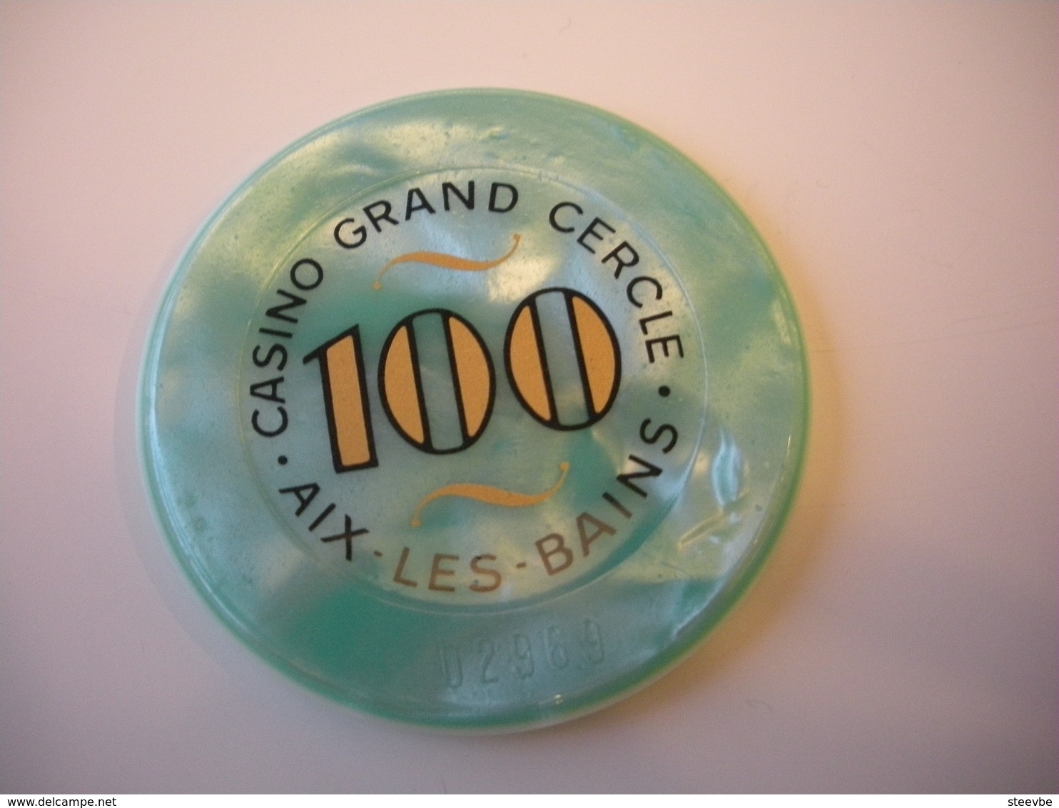 Casino Chip Fiche 100 FF Grand Cercle Aix-les-Bains France - Casino