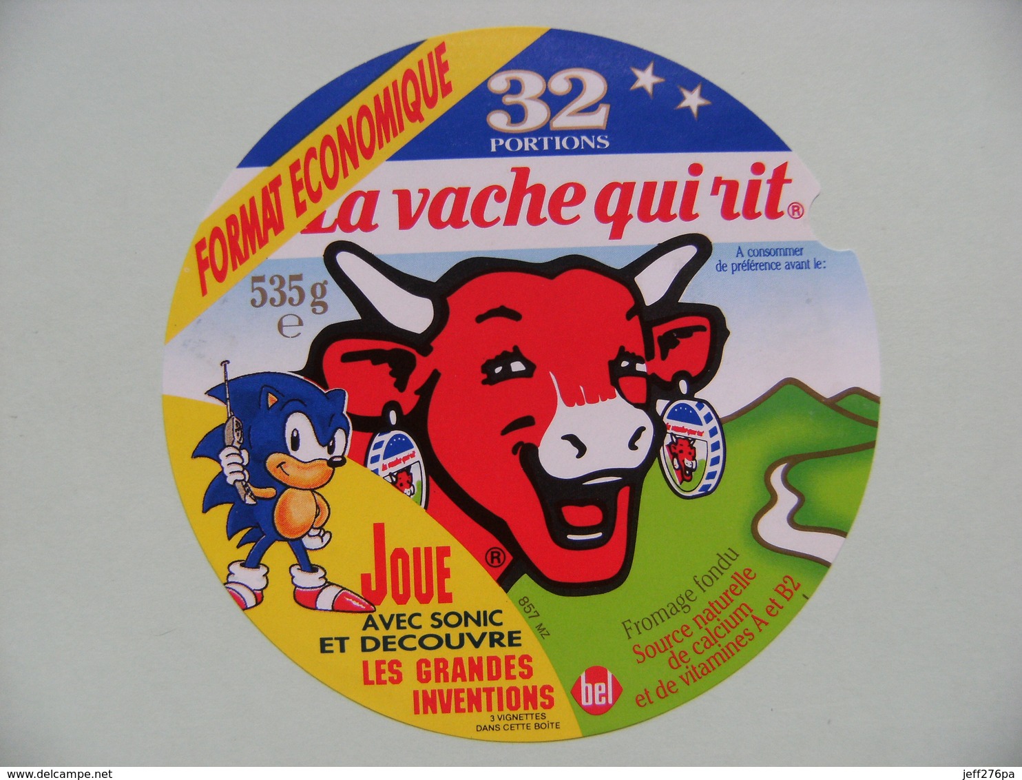 Etiquette Fromage Fondu - Vache Qui Rit - Bel 32 Portions Eco Pub SONIC Et Grandes Inventions   A Voir ! - Fromage