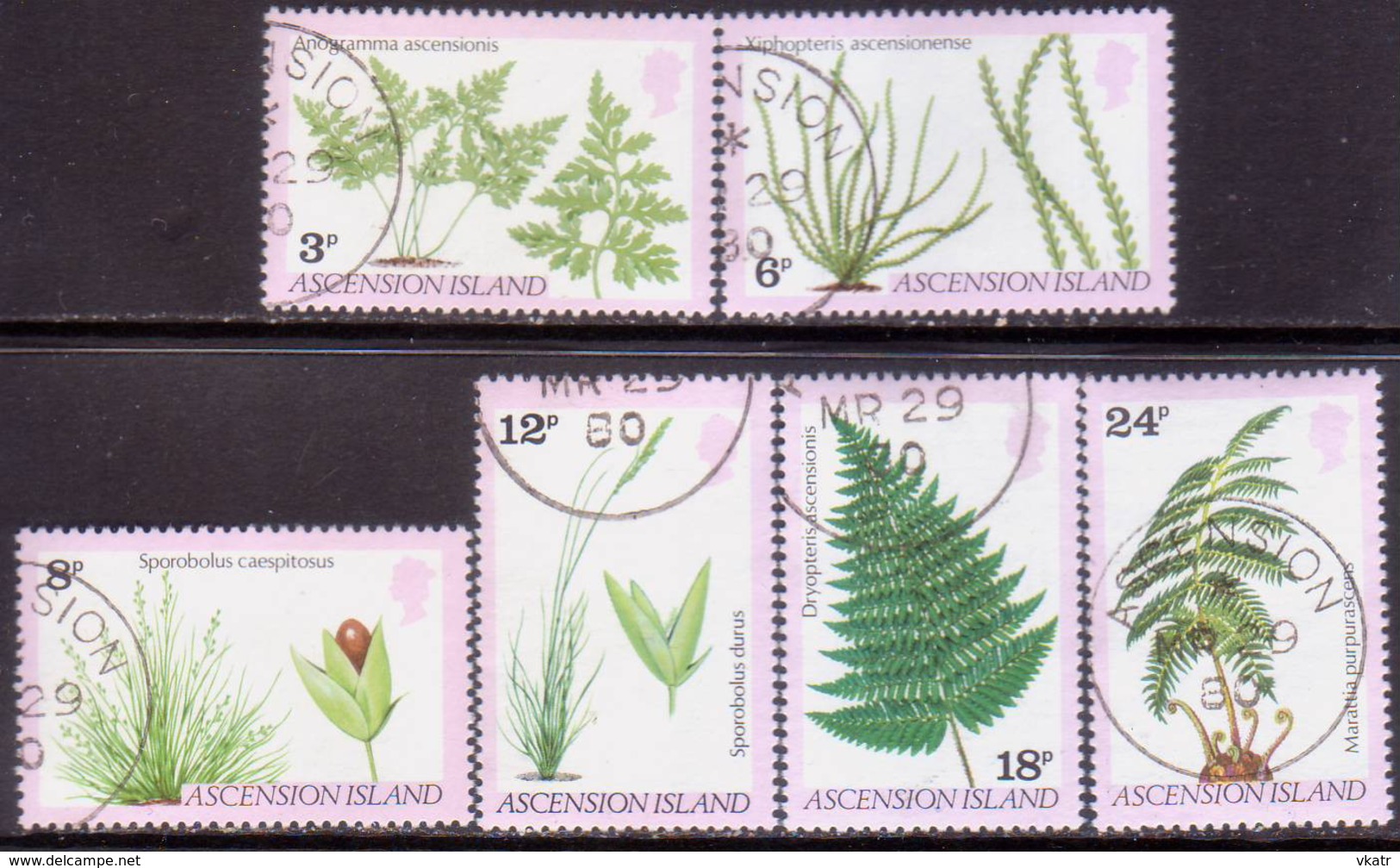 ASCENSION 1980 SG #258-63 Compl. Set Used Ferns And Grasses - Ascension